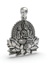 Goddess Lakshmi on Lotus Temple Sterling Silver Pendant