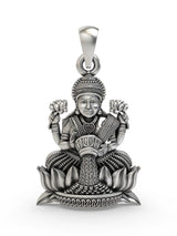 Goddess Lakshmi on Lotus Temple Sterling Silver Pendant