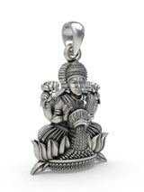 Goddess Lakshmi on Lotus Temple Sterling Silver Pendant