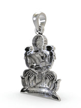 Goddess Lakshmi on Lotus Temple Sterling Silver Pendant