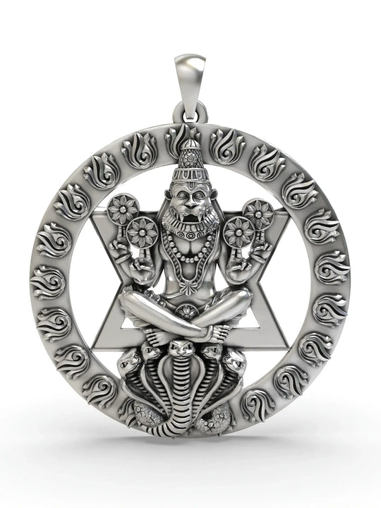 Chakra Narasimha Sterling Silver Pendant