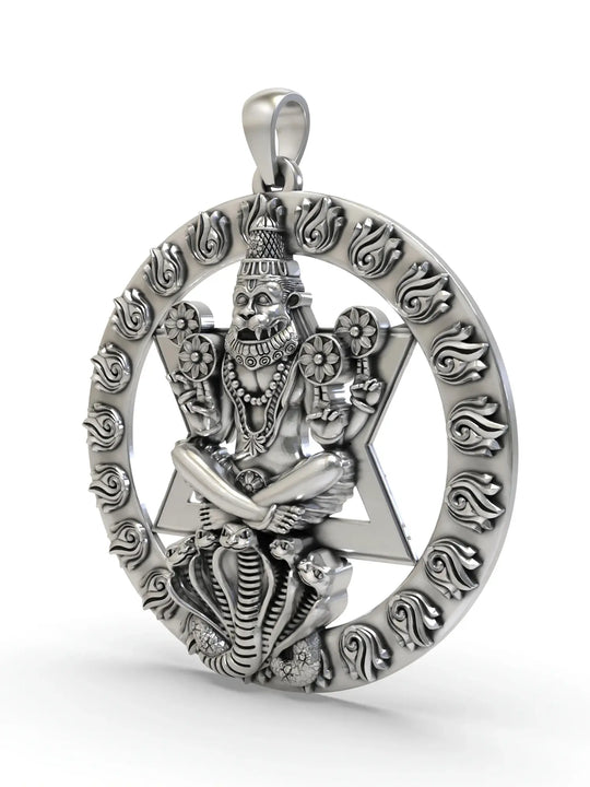 Chakra Narasimha Sterling Silver Pendant