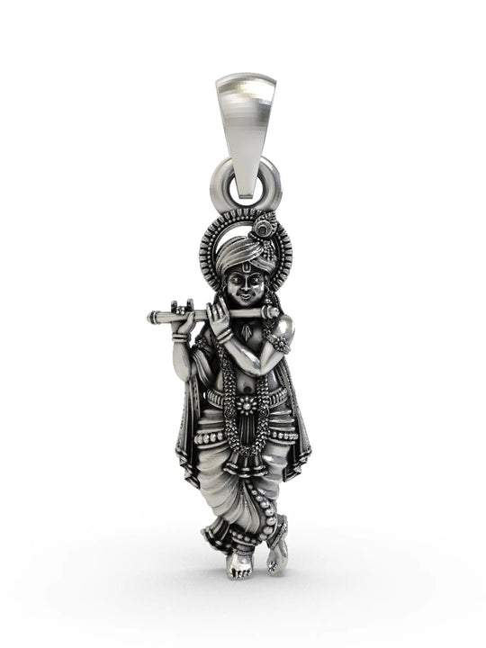 Lord Krishna Sterling Silver Pendant