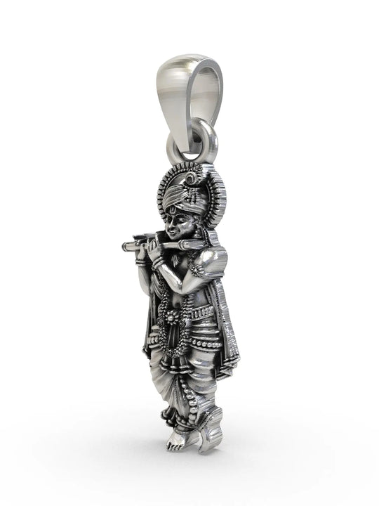 Lord Krishna Sterling Silver Pendant