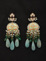 Meenakari Floral Brass Choker Necklace Set with Earrings