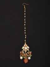 Beaded Orange Stone Multistrand Choker Necklace and Earring Set