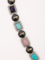 Lion Motif V-Shaped Brass Statement Necklace and Earrings Set