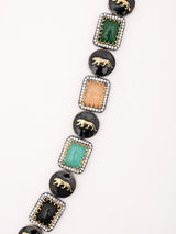 Lion Motif V-Shaped Brass Statement Necklace and Earrings Set