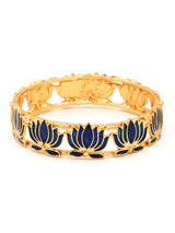 Meenakari Lotus Brass Bangles in Blue and Green (Set of 2)
