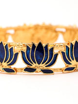 Meenakari Lotus Brass Bangles in Blue and Green (Set of 2)