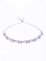 Faceted Tanzanite and White Topaz Sterling Silver Bracelet
