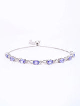 Faceted Tanzanite and White Topaz Sterling Silver Bracelet