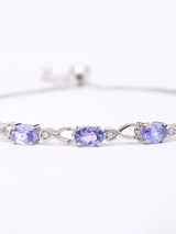 Faceted Tanzanite and White Topaz Sterling Silver Bracelet