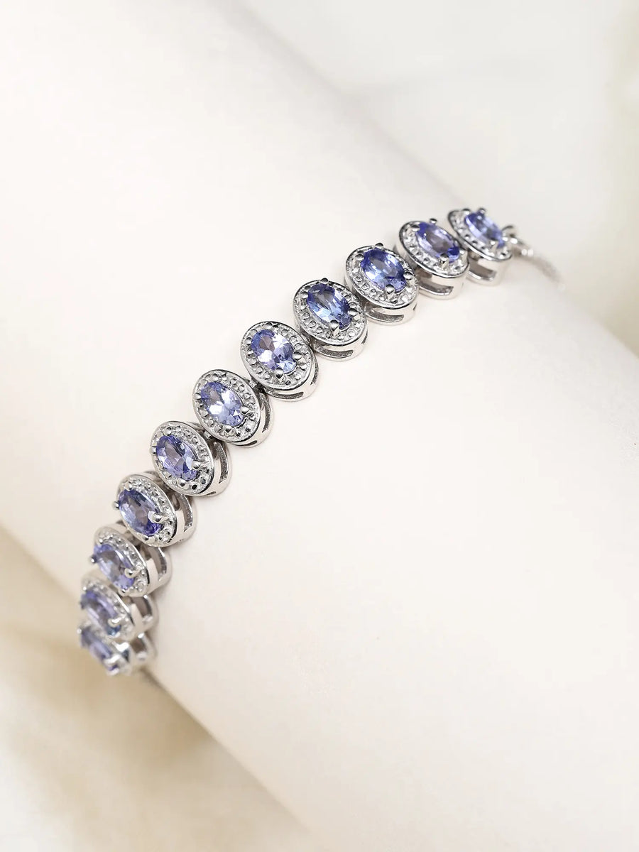 Faceted Tanzanite Wraparound Sterling Silver Bracelet