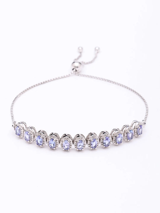 Faceted Tanzanite Wraparound Sterling Silver Bracelet