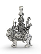 Goddess Durga Ambe Maa Sterling Silver Pendant