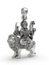 Goddess Durga Ambe Maa Sterling Silver Pendant