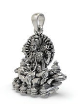 Goddess Mahalakshmi on Kalash Lotus Sterling Silver Pendant