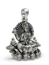 Goddess Mahalakshmi on Kalash Lotus Sterling Silver Pendant