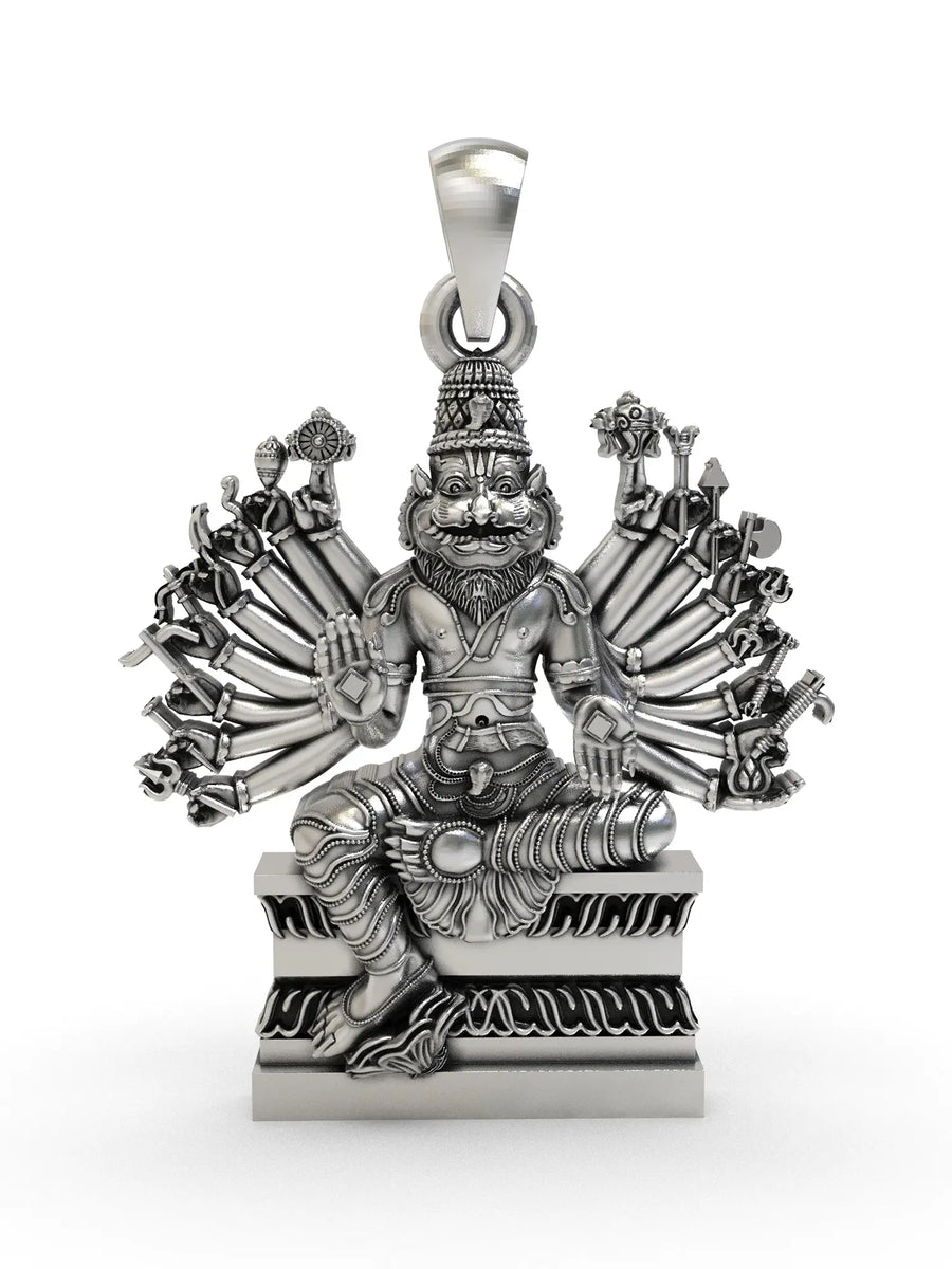 Lord Narasimha Avatar of Vishnu Sterling Silver Pendant