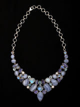 Blue Lace Agate, Moonstone and Tanzanite Silver Necklace