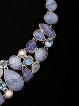 Blue Lace Agate, Moonstone and Tanzanite Silver Necklace