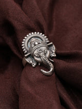 Oxidised Sterling Silver Lord Ganesha Ring