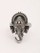 Oxidised Sterling Silver Lord Ganesha Ring