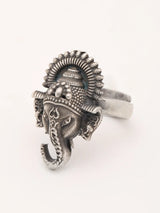 Oxidised Sterling Silver Lord Ganesha Ring