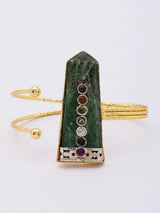 Green Aventurine and Brass Cuff Bracelet