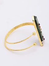 Green Aventurine and Brass Cuff Bracelet