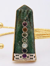 Green Aventurine and Brass Cuff Bracelet