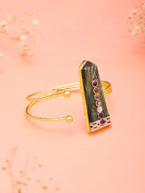Green Aventurine and Brass Cuff Bracelet