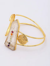 Crystal Crescent Moon Brass Cuff Bracelet