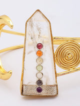 Crystal Crescent Moon Brass Cuff Bracelet
