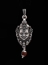 Mahakal and Rudraksha Sterling Silver Pendant