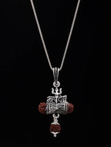 Mahadev Damru Oxidised Sterling Silver Pendant