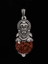 Panchmukhi Rudraksha Lord Hanuman Sterling Silver Pendant