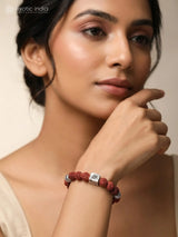 Natural Rudraksha and Sterling Silver Elasticated Bracelet