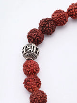Natural Rudraksha and Sterling Silver Elasticated Bracelet
