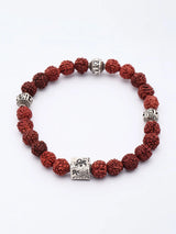 Natural Rudraksha and Sterling Silver Elasticated Bracelet
