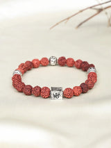Natural Rudraksha and Sterling Silver Elasticated Bracelet