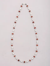 Rudraksha and Textured Sterling Silver Beads Mala