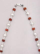 Rudraksha and Textured Sterling Silver Beads Mala