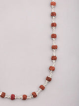 Natural Rudraksha and Sterling Silver Mala Necklace