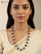 Black Rudraksha and Sterling Silver Mala Necklace