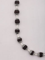 Black Rudraksha and Sterling Silver Mala Necklace