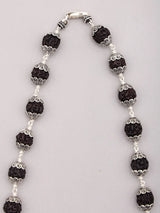 Black Rudraksha and Sterling Silver Mala Necklace