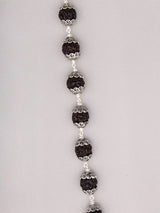 Black Rudraksha and Sterling Silver Mala Necklace