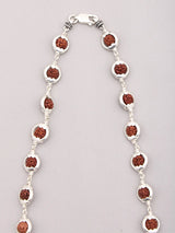 Certified Rudraksha Bead Mala in Sterling Silver Necklace